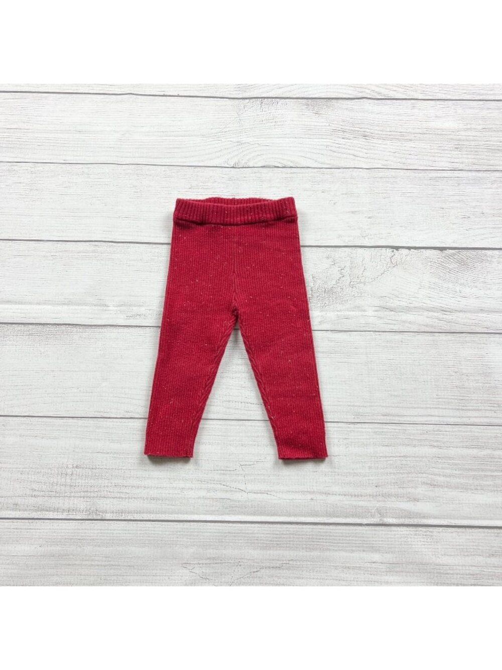Genuine Kids Oshkosh Red Ribbed Knit Leggings 9-12 Months